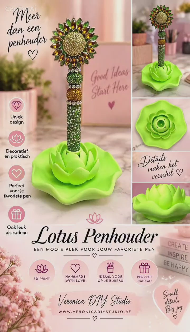 Lotus Penhouder – 3D Geprint – Decoratieve Bloemhouder voor 1 Pen