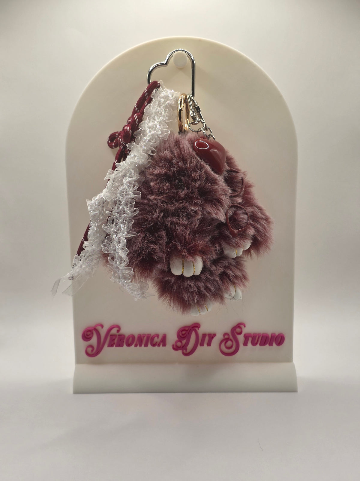 Bordeaux Bunny Bag Charm – Tassenhanger met Hartje & Brilletje