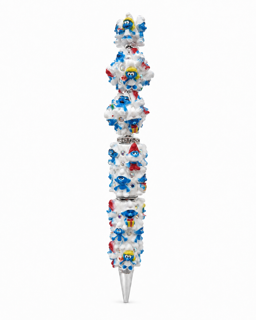Luxe Smurfen Figuurpen – Smurfin & Smurfen met Cadeautjes, Strass en 3D Details