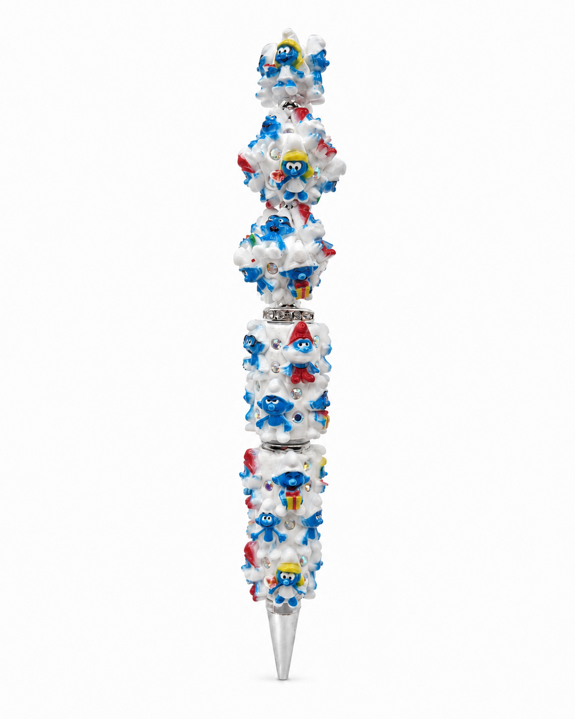 Luxe Smurfen Figuurpen – Smurfin & Smurfen met Cadeautjes, Strass en 3D Details
