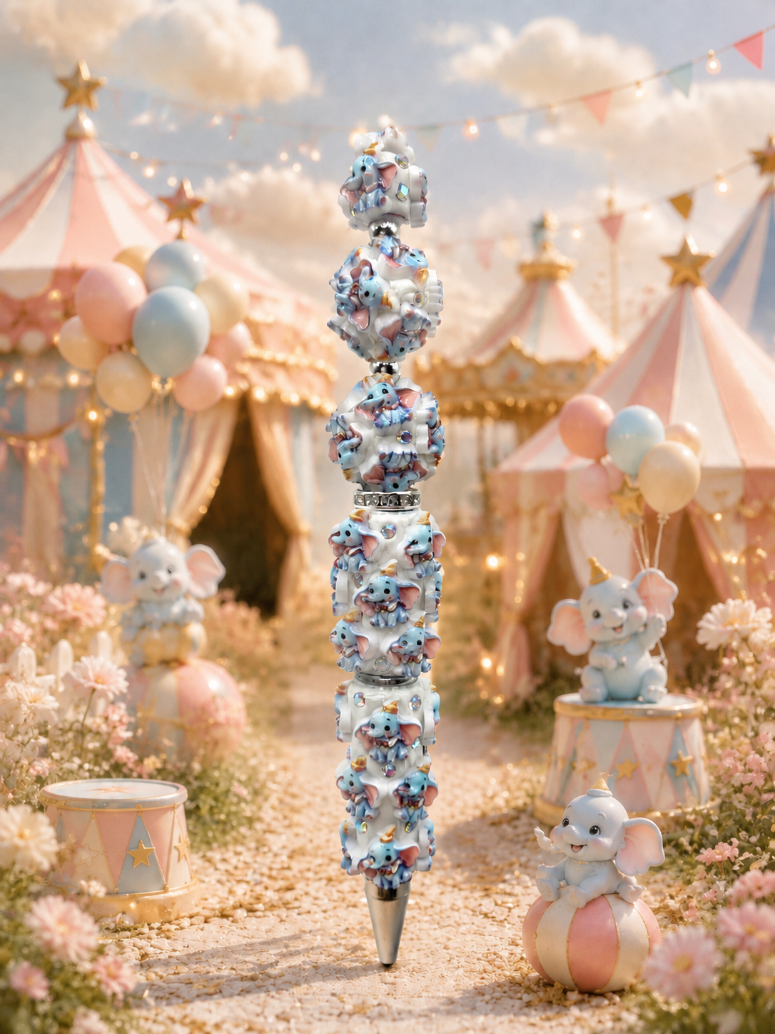 Luxe Dumbo Figuurpen – Schattige Olifantjes met Strassdetails