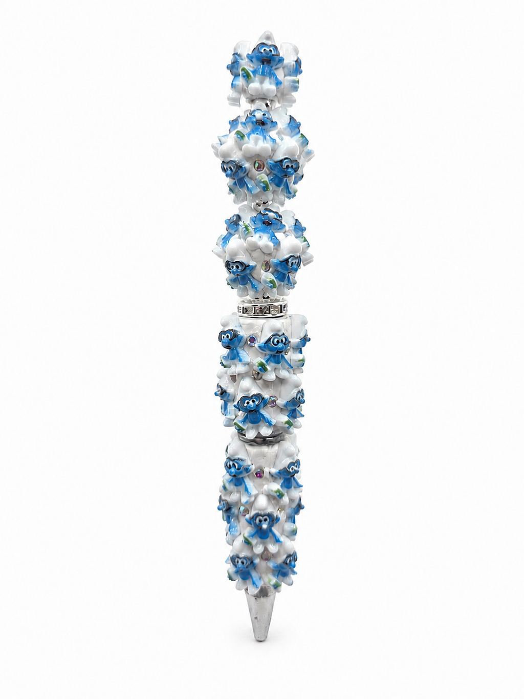 Smurfen Figuurpen – Blauw & Wit met 3D Smurfdetails en Strass
