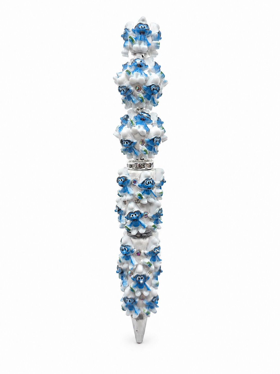 Smurfen Figuurpen – Blauw & Wit met 3D Smurfdetails en Strass
