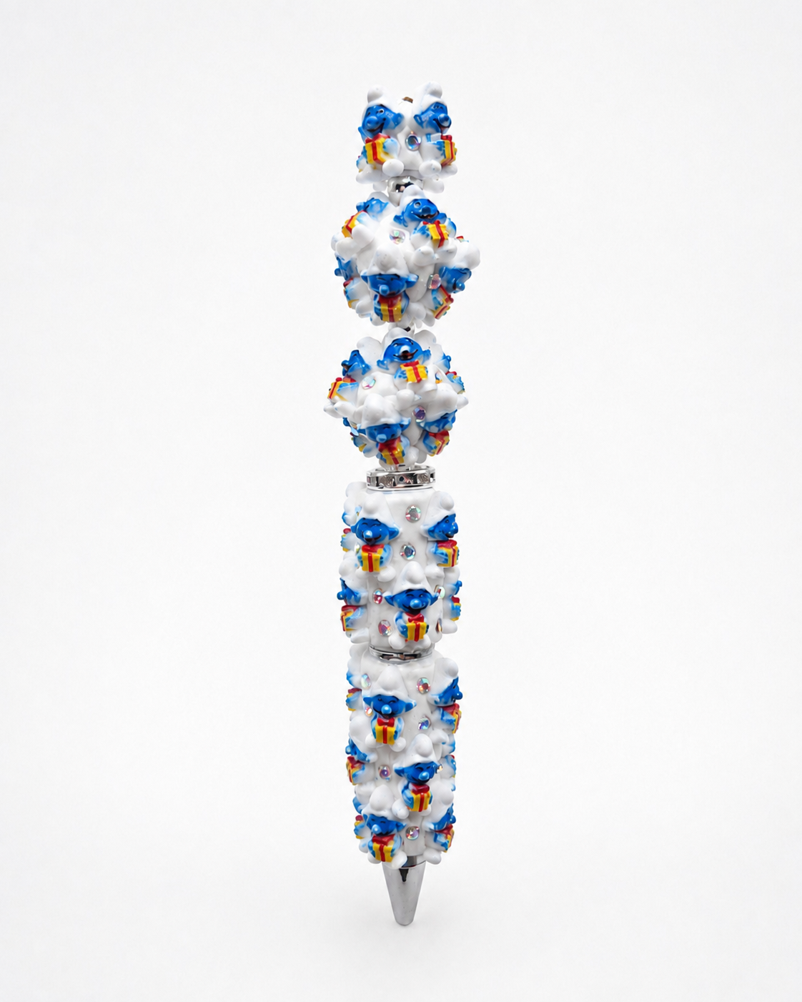 Smurfen Cadeau Figuurpen – Luxe Handversierde Pen met Cadeau-Smurfen, 3D Details & Strass