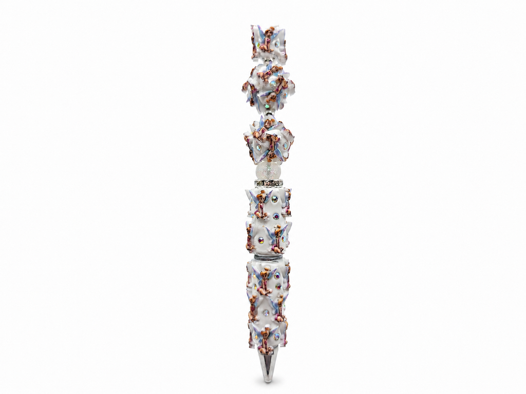 Tinkerbell Fairy Figuurpen – Wit & Lila met 3D Details, Strass & Magische Fairy Look