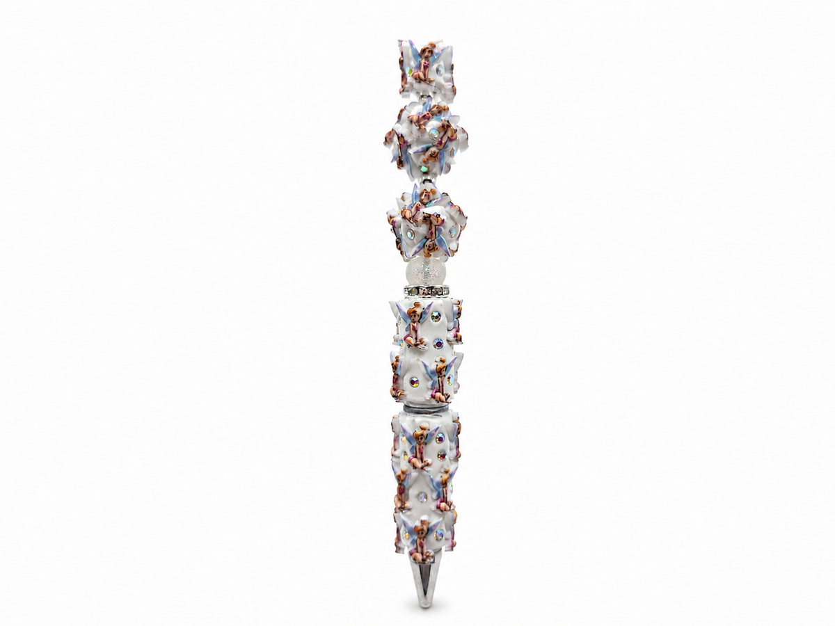Tinkerbell Fairy Figuurpen – Wit & Lila met 3D Details, Strass & Magische Fairy Look