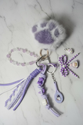 Handgemaakte Kawaii Bag Charm/Sleutelhanger met Fluffy Pootje & Bedeltjes