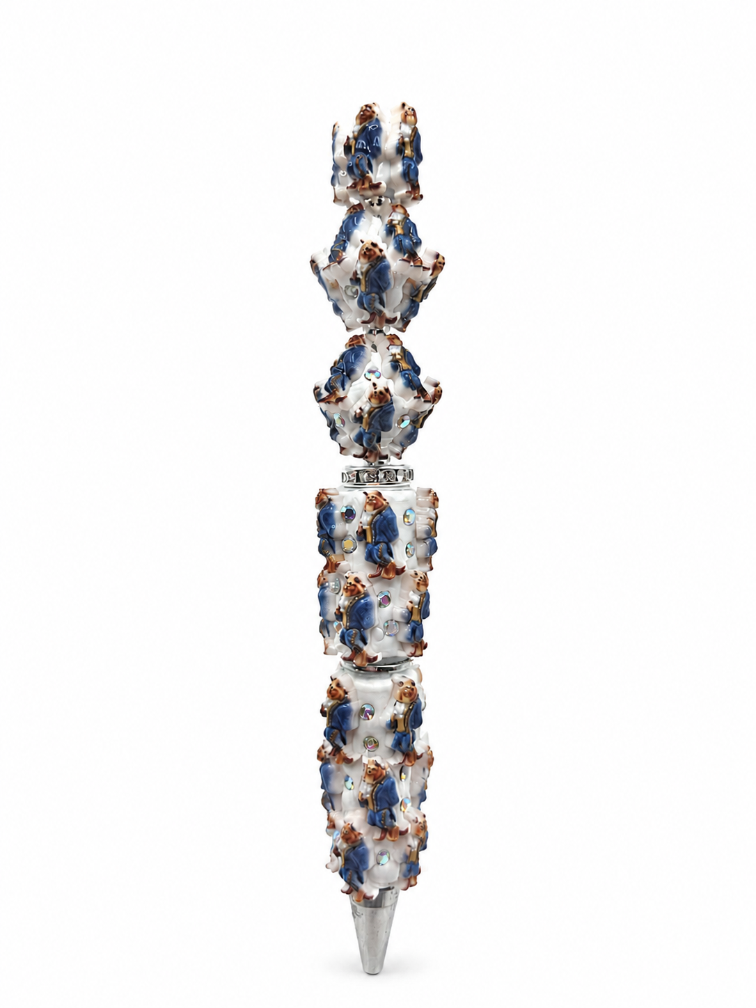 Het Beest Figuurpen – Beauty & the Beast – Wit & Blauw met 3D Details en Strass