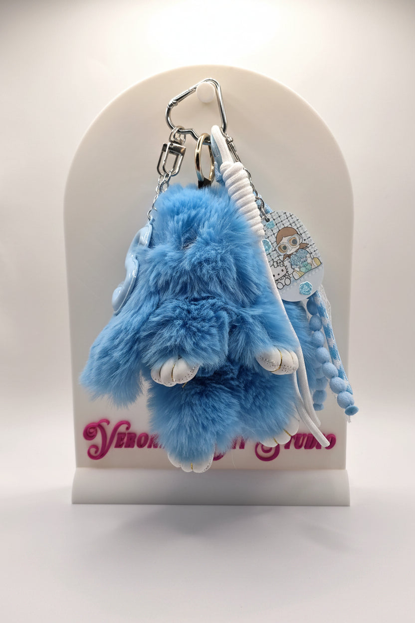 Blauwe Bunny Bag Charm – Tassenhanger met Cute Charms