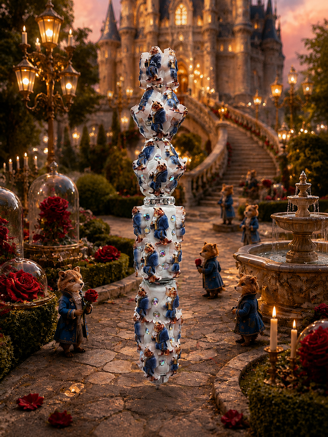 Het Beest Figuurpen – Beauty & the Beast – Wit & Blauw met 3D Details en Strass